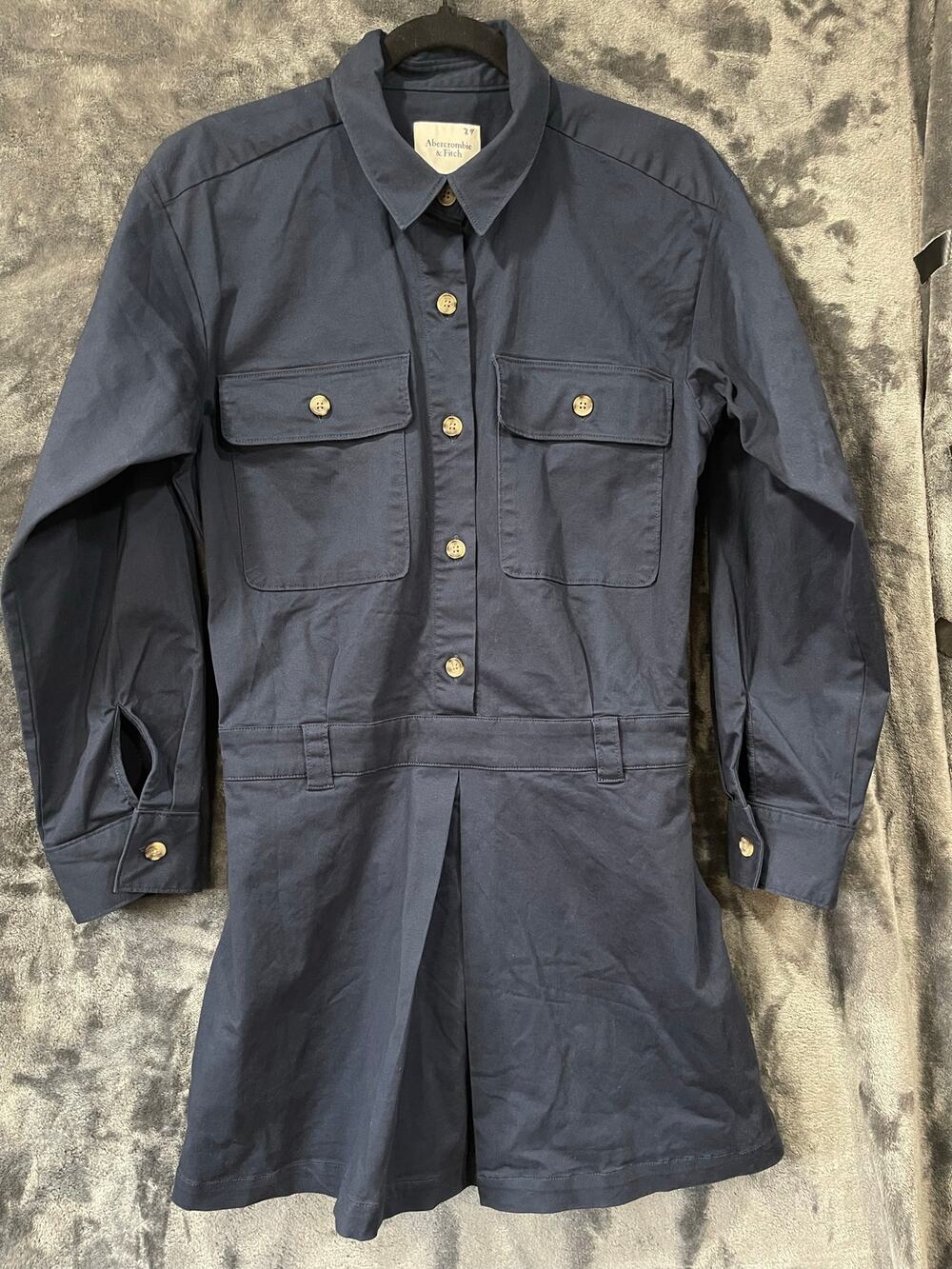 Abercrombie & Fitch Utility Skort Dress Long Sleeve Medium NWT Slate Blue Navy